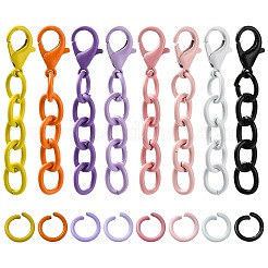 20Pcs 2 Colors Baking Paint Iron Curb Chain Extender & 20Pcs 2 Colors Baking Paint Alloy Open Jump Rings Findings Kits&nbsp;FIND-FS0005-29C