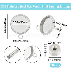 50 Sets 304 Stainless Steel Stud Earring Finding&nbsp;STAS-BBC0003-32