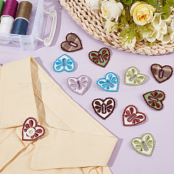 14Pcs 2 Bags Heart Polyester Embroidery Sew On Patches&nbsp;PATC-CY0001-74