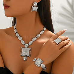 Women's Brass Bracelets & Earrings & Necklaces & Rings Sets&nbsp;NC4377-1
