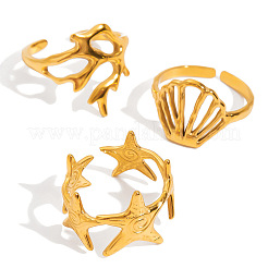 Ocean 304 Stainless Steel Cuff Open Rings Set&nbsp;WG3974E-01