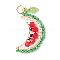 4Pcs 4 Colors Round Glass Seed Beaded Fruit Pendants&nbsp;PALLOY-MZ00864
