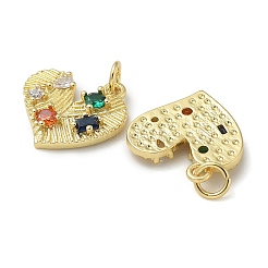 Rack Plating Brass Micro Pave Cubic Zirconia Pendants&nbsp;KK-K392-28G