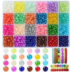 1200Pcs 24 Colors Baking Paint Imitation Jade Glass Round Bead Sets&nbsp;DGLA-YW0001-27