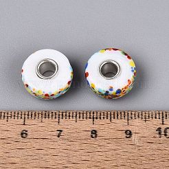 Lampwork & Brass Core European Beads&nbsp;LAMP-Q042-01G