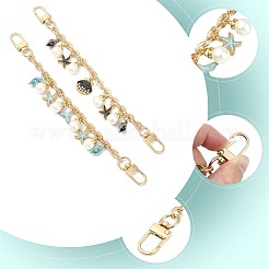 4Pcs 4 Styles Alloy Rhinestone with Acrylic Pearl Bead Charm Cable Chain Bag Decorative Chains&nbsp;HJEW-FS00060-04