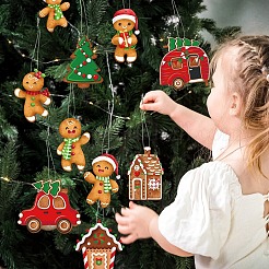Christmas Gingerbread Man & Tree & House & Car Paper Pendant Decorations&nbsp;PW-WG3ABD1-01