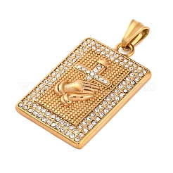 304 Stainless Steel Rhinestone Pendants&nbsp;STAS-P372-04G