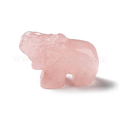 Natural Rose Quartz Rhinoceros Healing  Figurines&nbsp;DJEW-Z005-04