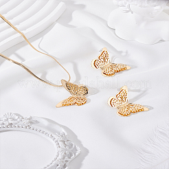 Alloy Hollow Butterfly Stud Earrings & Pendant Necklaces Sets for Women&nbsp;SJEW-LP0001-41