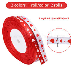 2 Rolls 2 Colors Heart Pattern Polyester Ribbon&nbsp;OCOR-CA0001-34
