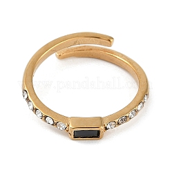 Ion Plating(IP) 304 Stainless Steel Cuff Ring with Rhinestones&nbsp;RJEW-D083-09G-02