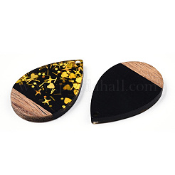 Opaque Resin & Walnut Wood Pendants&nbsp;RESI-N039-45