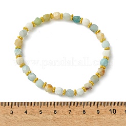 Alloy & Round Natural Flower Amazonite Beaded Stretch Bracelets for Women&nbsp;BJEW-JB13739