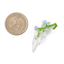 Glass Seed Beaded Lily Branch Pendants&nbsp;PALLOY-MZ00900-03