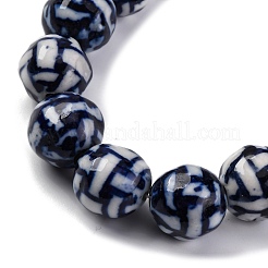 Handmade Blue and White Porcelain Beads Strands&nbsp;PORC-I027-04F