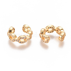 Golden Plated Brass Micro Pave Cubic Zirconia Cuff Earrings&nbsp;EJEW-L244-14G