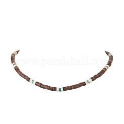 2Pcs 2 Colors Natural Coconut & Natural Magnesite Heishi Beaded Necklaces&nbsp;NJEW-JN05308