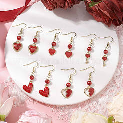 Alloy Enamel Heart Dangle Earrings&nbsp;EJEW-JE06272-02