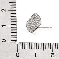 Brass Micro Pave Cubic Zirconia Stud Earring Findings with Loops&nbsp;CU-CBA1682-03P