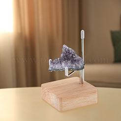 Square Wooden Crystal Rock Display Easels with Iron Holder&nbsp;ODIS-WH0038-28B-P