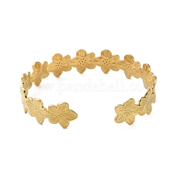 304 Stainless Steel Flower Open Cuff Bangles for Women&nbsp;LS-BJEW-M316-01G