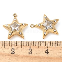 304 Stainless Steel with Rhinestone Charms&nbsp;STAS-Q345-13G