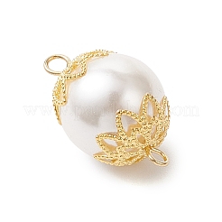 White Round Shell Pearl Links Connector Charms&nbsp;PALLOY-JF04382