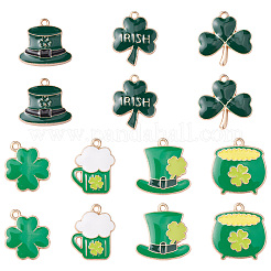 35Pcs 7 Styles Saint Patrick's Day Alloy Enamel Pendants&nbsp;ENAM-CJ0005-45