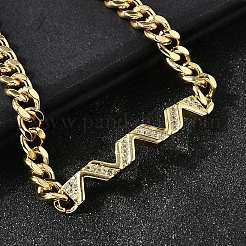 Brass Micro Pave Clear Cubic Zirconia Link Bracelets&nbsp;BJEW-F498-03A-G