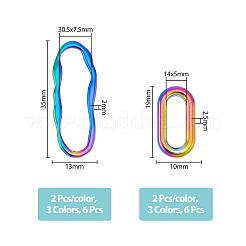12Pcs 6 Style 304 Stainless Steel Linking Rings&nbsp;STAS-FH0001-95
