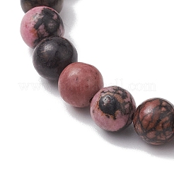 Teachers' Day Thank You 8mm Round Natural Rhodonite Stretch Bracelets&nbsp;BJEW-JB10432-01