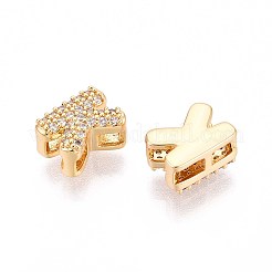 Brass Micro Pave Clear Cubic Zirconia Beads&nbsp;KK-T071-17G-K