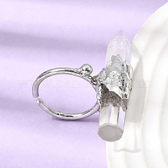 Natural Quartz Crystal & Brass Cuff Rings for Women&nbsp;RJEW-G374-01P-08