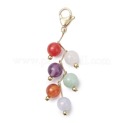 Round Natural Amethyst & Quartz & Malaysia Jade & Carnelian & White Jade Pendant Decorations&nbsp;HJEW-JM02693-02