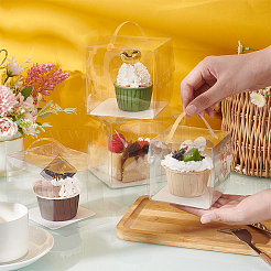 Foldable Transparent Plastic Single Cake Gift Packing Box&nbsp;CON-WH0084-42C