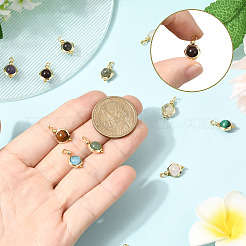 12Pcs 12 Styles Round Natural Mixed Gemstone Charms&nbsp;PALLOY-SW00151