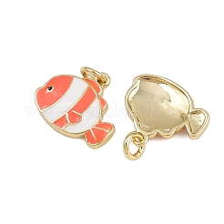 Brass Enamel Fish Charms&nbsp;KK-D424-11G