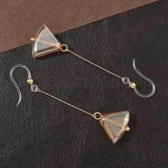 Electroplated 304 Stainless Steel Resin Fan Dangle Earrings&nbsp;EJEW-Z129-11G-01