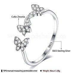Anti-Tarnish Rhodium Plated 925 Sterling Silver Cuff Rings&nbsp;RJEW-BB66961