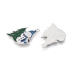 Christmas Rack Plating Alloy Enamel Snowman Pendants&nbsp;ENAM-T024-71A-P