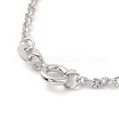 Anti-Tarnish Rhodium Plated 925 Sterling Silver Textured Cable Chains Necklace for Women&nbsp;STER-I021-10P