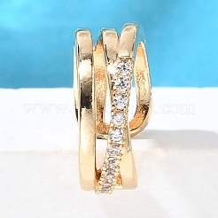 Brass Clear Cubic Zirconia Cuff Earrings&nbsp;EJEW-Q025-04G