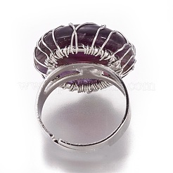 Adjustable Natural Amethyst Finger Rings&nbsp;RJEW-L090-A11