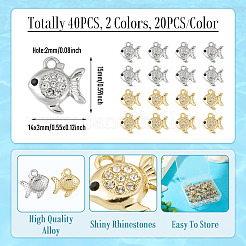 40Pcs 2 Colors Alloy Rhinestone Pendants&nbsp;FIND-TA0010-66