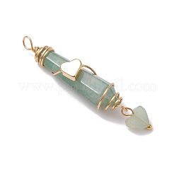 6Pcs 6 Styles Natural Carnelian & Green Aventurine & Rose Quartz & Quartz Crystal & Lapis Lazuli & Amethyst Copper Wire Wrapped Faceted Bullet Heart Pendants&nbsp;PALLOY-JF03482-02
