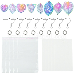 DIY Leaf 201 Stainless Steel Etched Metal Embellishments Dangle Earring Jewelry Making Kits&nbsp;DIY-FS0007-45