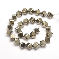 Natural Pyrite Cube Beads Strands&nbsp;G-I125-97-10x10mm