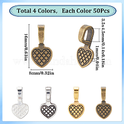 200Pcs 4 Colors Tibetan Style Alloy Glue-on Flat Pad Bails&nbsp;FIND-SP0001-84