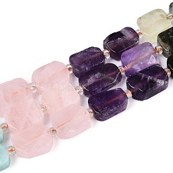 Natural Lapis Lazuli & Amethyst & Rose Quartz & Amazonite & Prehnite & Strawberry Quartz & Sunstone 7 Chakra Beads Strands&nbsp;G-C098-A30-01
